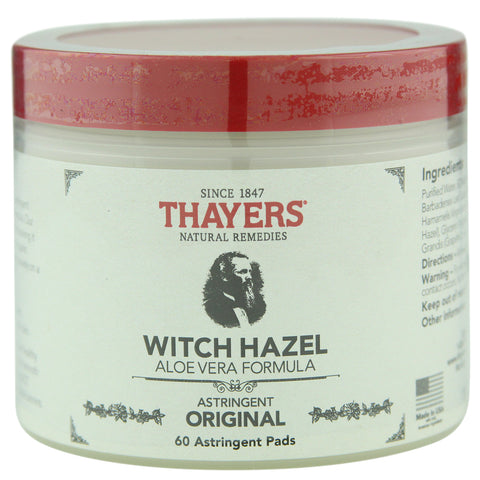 Thayer's Original Witch Hazel Astringent Pads with Aloe Vera | Apothecarie New York
